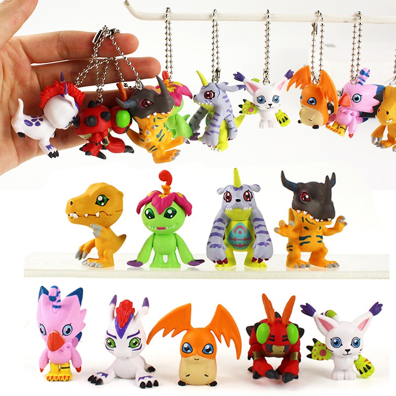 9 ชิ้น/เซ็ต 3-5 ซม.อะนิเมะ Digimon ผจญภัย Key Chain จี้ Tailmon Agumon Patmon Gommon Piyomon Tenton Palmon Gabumon รุ่น Q PVC ตัวเลขการกระทําตุ๊กตาของเล่น