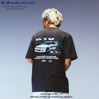 เสื้อยืดแขนสั้น ผ้าฝ้ายแท้ พิมพ์ลายรถยนต์ Nissan GTR R32 R33 R34 R35 ขนาดใหญ่Size S-5XL