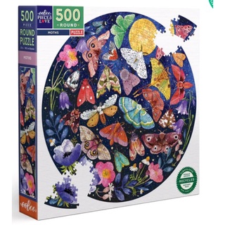 eeBoo Moths 500pc Round Puzzle จิ๊กซอว์รูปผีเสิ้อกลางคืนแบบ 500 ชิ้น