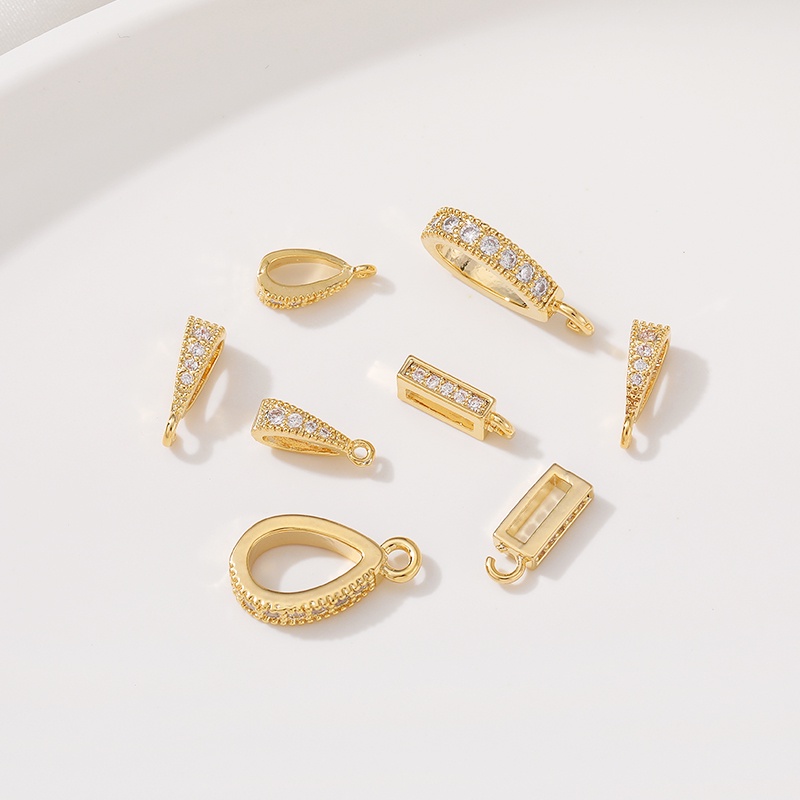 จี้หัวเข็มขัด diy14K ทองแดง Clad สีทอง Retention Micro-Inlaid Zircon เปิดเมล็ดทานตะวันหัวเข็มขัด diy