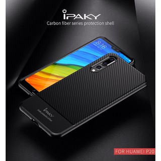 iPaky Carbon Fiber Soft TPU Case for Huawei P20 / Pro เคส ไอปากี้ รุ่นคาร์บอน ไฟเฟบอร์ ทีพียู สำหรับ หัวเว่ย พี20 / โปร