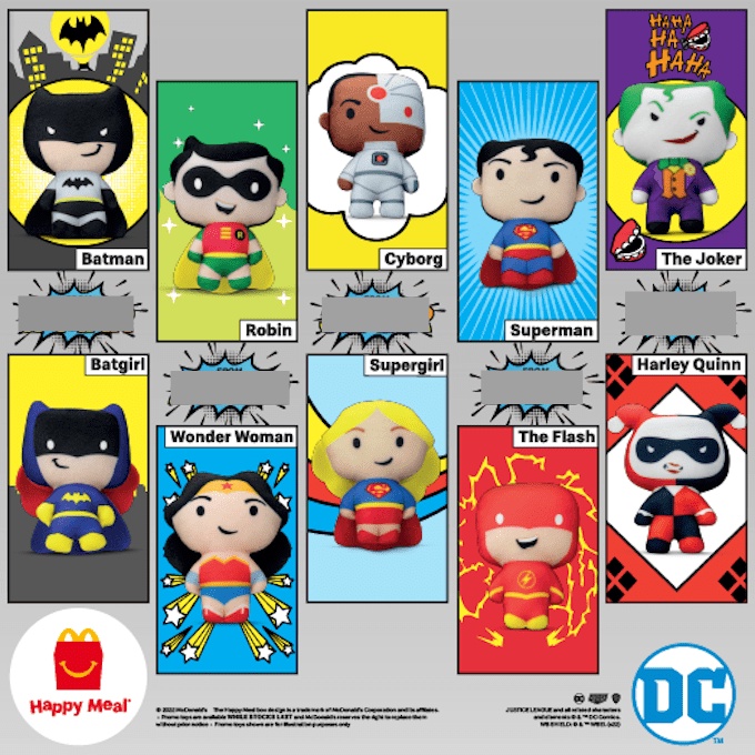 McDonalds Happy Meal Toys Justice League DC Comics WB