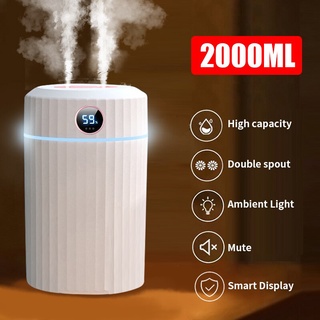 ใหม่ 2L USB ความจุขนาดใหญ่ Humidifier พร้อมสเปรย์คู่จอแสดงผลความชื้นในครัวเรือน Mute Aromatherapy ห้องนอนเดสก์ท็อปGifts