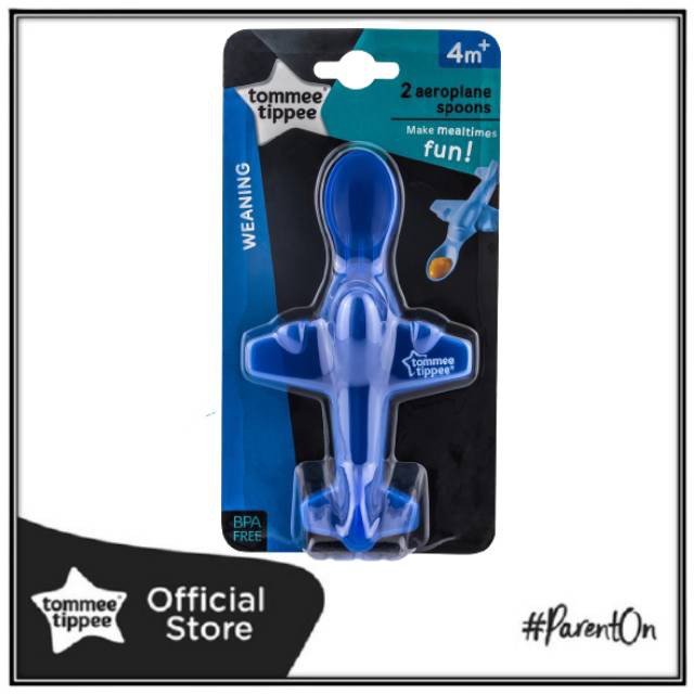 ช้อนเครื่องบิน Tommee Tippee 2pc Explora Aeroplane Spoon ทอมมี่ ทิปปี้ สีน้ำงิน