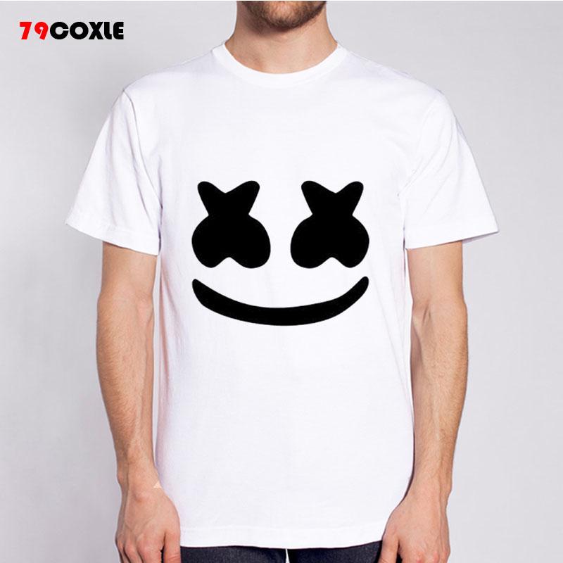 marshmello ลายพิมพ์บุคลิกภาพใหม่ของบุรุษพร้อมกับเสื้อกันหนาวแขนยาวยาวกำมะหยี่ man tee tshirt