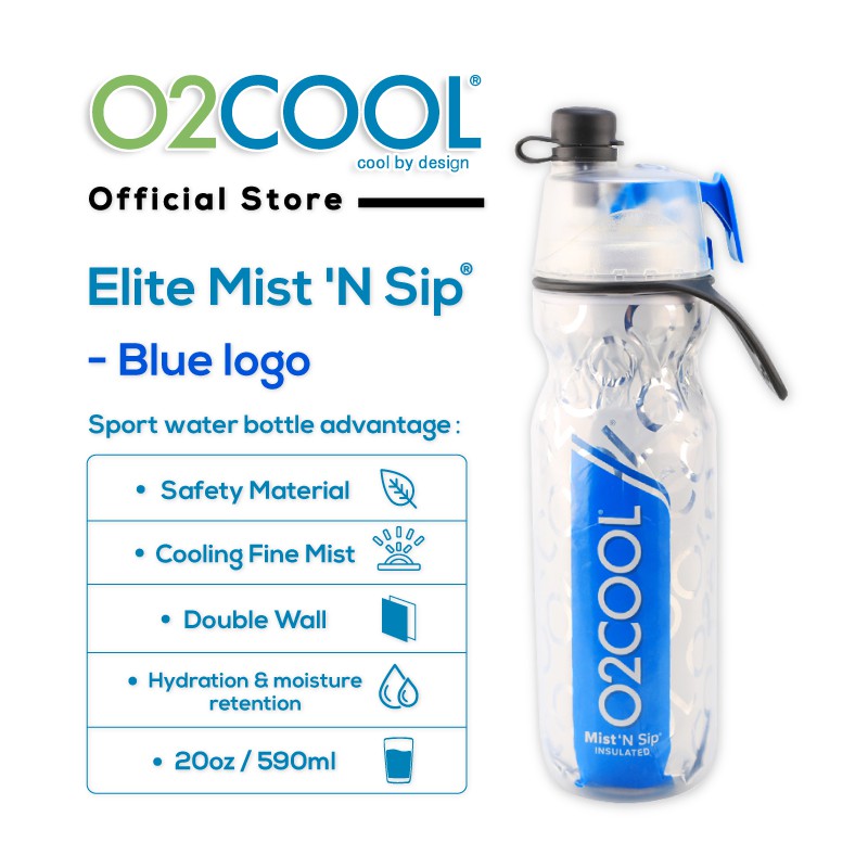 [ร้านค้าอย่างเป็นทางการ] O2COOL Elite Mist N Sip® - Color Logo (20oz / 590ml) ~ ขวดกีฬา / ขวดน้ํา / 