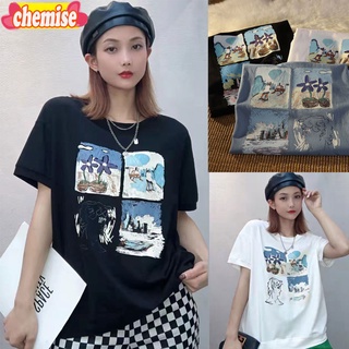 Chemisegrace✨พร้อมส่ง✨เสื้อยืดลายการ์ตูนไซส์ใหญ่  oversize  เสื้อทรงหลวมสไตล์เกาหลีน่ารัก xxl 2326