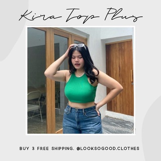 Kira Top Plus✨ เสื้อกล้ามครอปแขนเว้าไซด์ L เสื้อกล้ามสายฝอสำหรับสาวอวบ