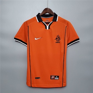 เสื้อกีฬาแขนสั้น ลายทีมชาติฟุตบอล Holland 1998 ย้อนยุค ไซซ์ S-XXL