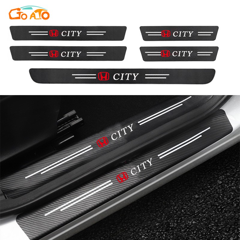 GTIOATO สำหรับ Honda City คาร์บอนไฟเบอร์ กันรอยประตูรถยนต์ สติกเกอร์ท้ายรถ แผ่นกันรอยประตูรถยน สติ๊ก