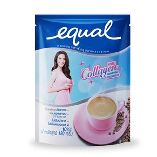 Equal กาแฟปรุงสำเร็จรูป ตราอิควล ผสม collagen จากปลาทะเล 10 ซอง/ห่อ ขนาด 180 กรัม Instant coffee