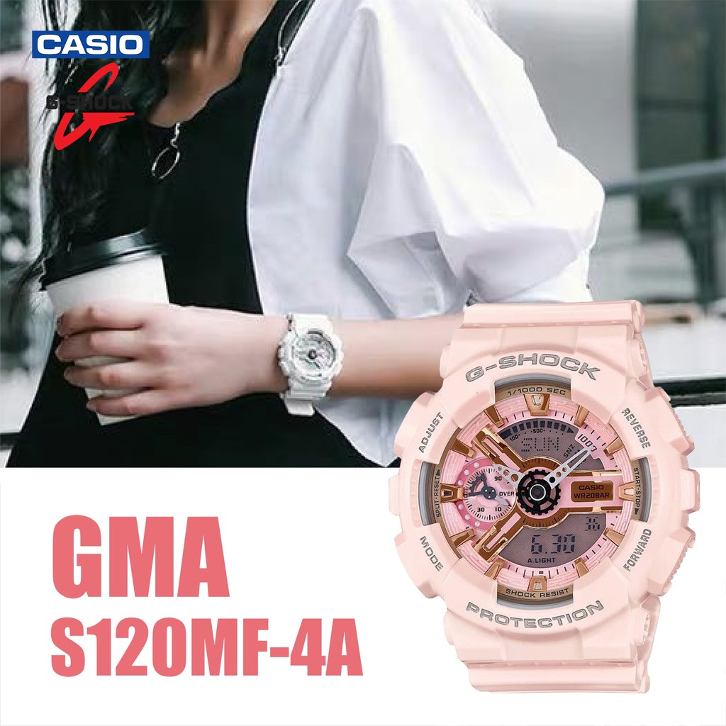 Casio G - Shock MINI เรซินสีชมพูนาฬิกา GMA-S120MF-4A