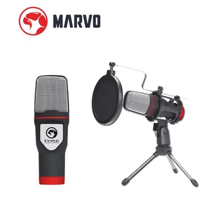 ไมโครโฟนตั้งโต๊ะ MARVO MIC02 Microphone ระบบOmnidirectional พร้อมขาตั้งและกันลม