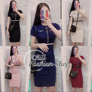🍭Chill Fashion Shop🍭 เดรสไหมพรม ทรงสวย ยืดหยุ่นตามรูปทรง เป๊ะปังมาก เดรสเข้ารูป