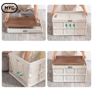 MYC ลังเก็บของแค้มป์ปิ้ง พับเก็บได้ ฝาไม้อัด +[แถมฟรี ฝาพลาสติก] camping box ลังแคมป์ปิ้ง