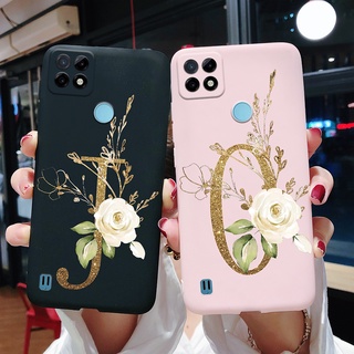 เคสโทรศัพท์มือถือ ซิลิโคนนิ่ม ผิวด้าน กันกระแทก ลายตัวอักษรน่ารัก สีดํา สีชมพู สําหรับ Realme C25Y C25Y C25 Y RMX3265