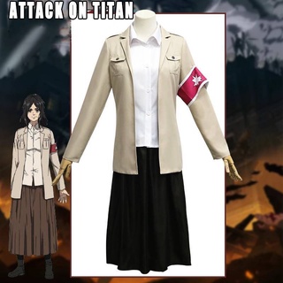 ชุดเสื้อแจ็กเก็ต เครื่องแบบคอสเพลย์อนิเมะ Attack On Titan Pieck Finger ขนาดใหญ่ เหมาะกับปาร์ตี้ฮาโลวีน สําหรับผู้ชาย และผู้หญิง