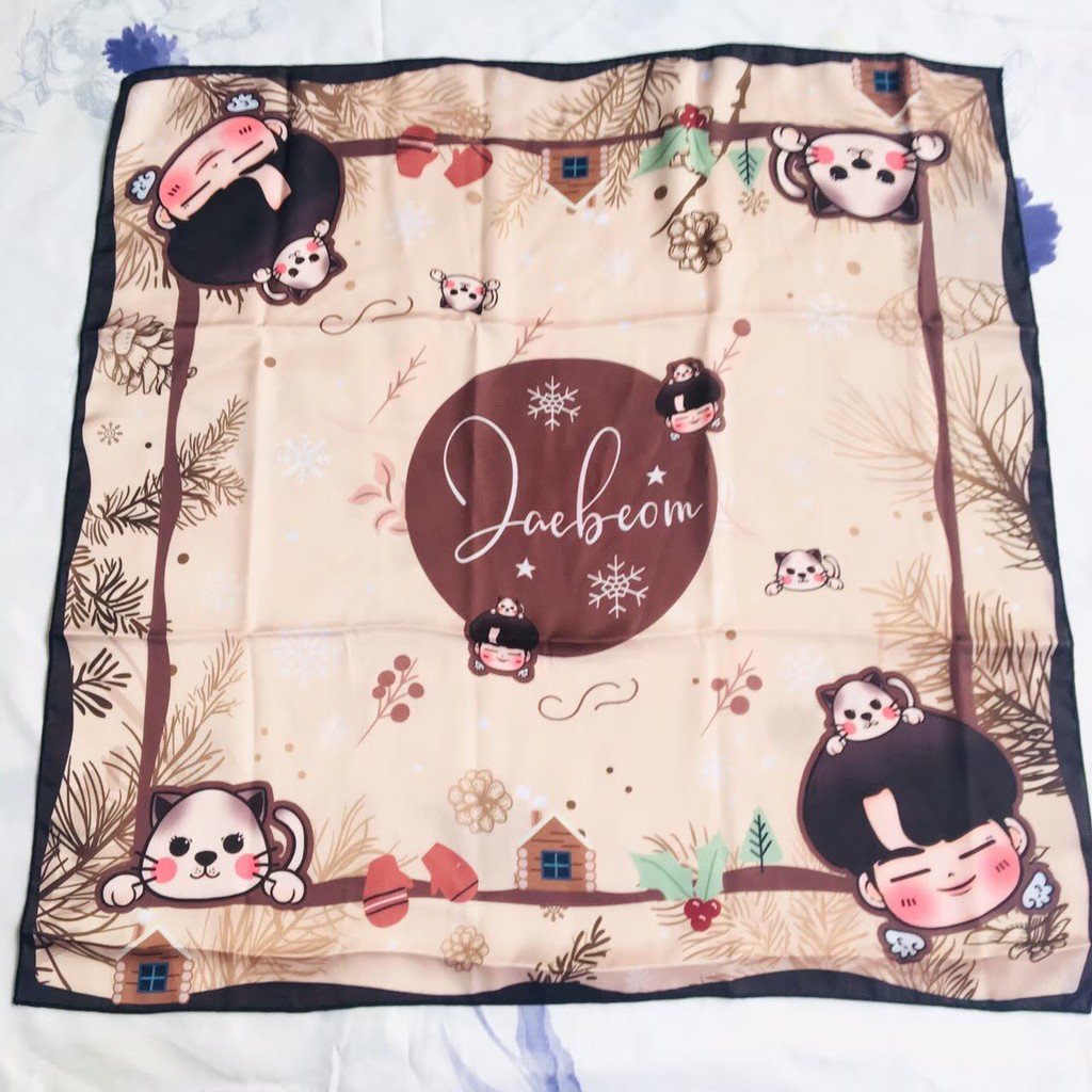 ผ้าคลุมไหล่ ผ้าพันคอ  สามารถใช้เป็นผ้าเช็ดหน้า ผ้าคาดผม ลายแฟนอาร์ต GOT7