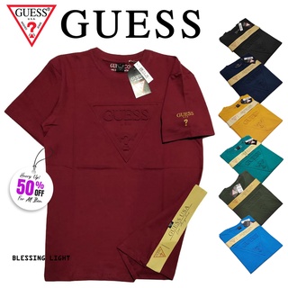 เสื้อยืด ลายนูน Guess ทรงสามเหลี่ยม แบบดั้งเดิม สไตล์เรโทร