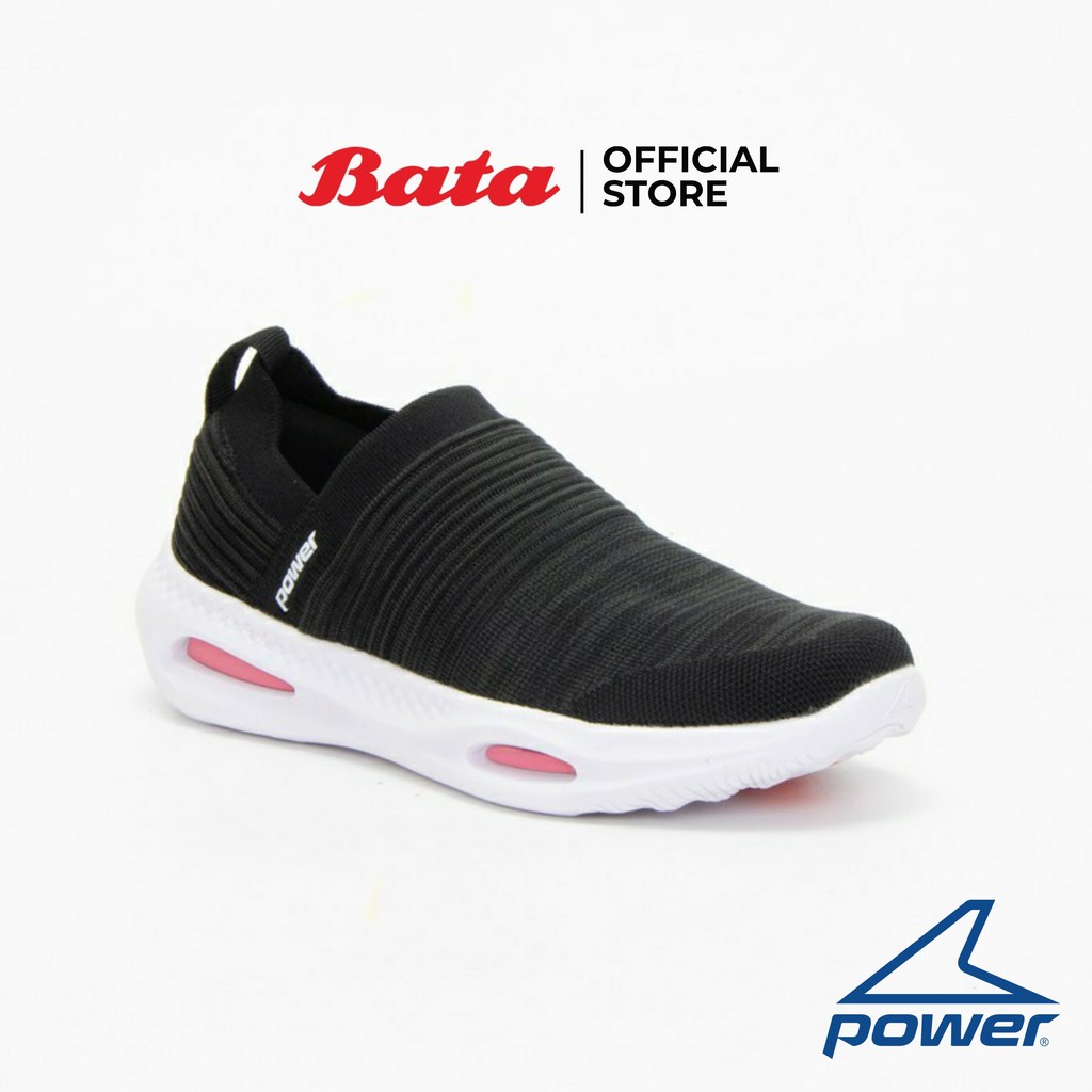 Bata Power Women's Sport Walking Shoes รองเท้าผ้าใบสนีคเคอร์สำหรับเดินของผู้หญิง รุ่น DD300 Slip On สีดำ 5186548