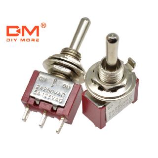 Diymore Mts-123 สวิตช์โยกเสาเดี่ยว 6 มม. Spdt On-On 120V 5A เมาท์ 1/4 นิ้ว 13*7 มม. (Mts123) 3 ตําแหน่ง 3 ขา