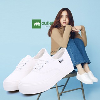 outlet รุ่นS007 รองเท้าผ้าใบขาวล้วน