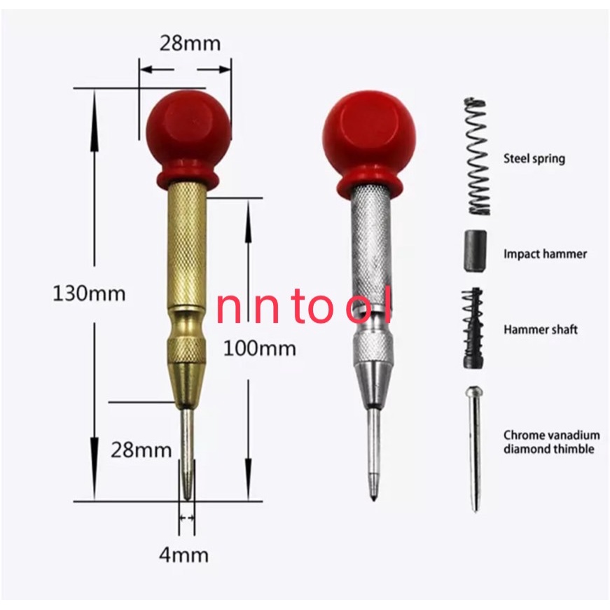 เหล็กตอกนำศูนย์ ปากกาตอกนำศูนย์ กดลงชิ้นงาน เหล็กส่ง  แบบอัตโนมัติ มีด้ามกด งาน เหล็ก งานไม้ อลูมิเนียม PVC พลาสติกหุ้ม - รูปที่ 5