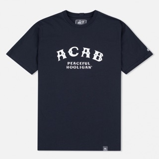 เสื้อยืด ลาย Peaceful Hooligan ACAB สีดํา