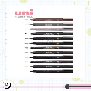 Uni pin fine line / brush I ปากกาตัดเส้นหัวสักหลาดสีดำ/น้ำเงิน/สีน้ำตาล/สีเทา และปากกาหัวพู่กันสีดำ