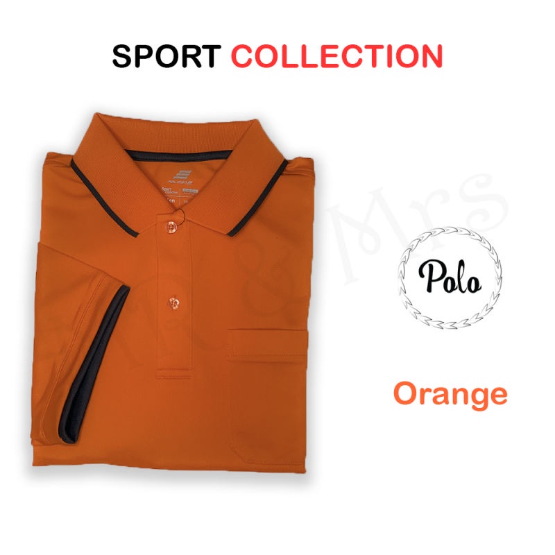 เสื้อโปโลสปอร์ตคุณภาพกีฬา ชาย/หญิง คอปก มี 13 สี เนื้อผ้าคูลบาลานซ์เกรดดี PS (สีส้ม) mrmrs_shop