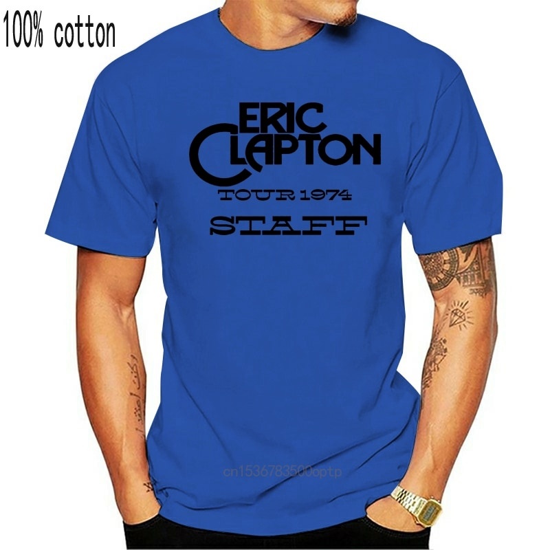 เสื้อยืดลําลอง แขนสั้น พิมพ์ลาย Eric Clapton 1974 Showco Staff สีขาว สไตล์วินเทจ สําหรับผู้ชาย
