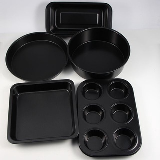 Bakeware ชุดกระทะเหล็กคาร์บอน ทรงกลม และสี่เหลี่ยม ไม่เหนียวติด 12 ถ้วย สําหรับอบขนมปัง คุกกี้ มัฟฟิน