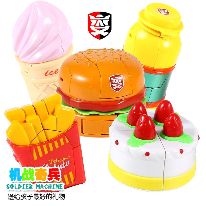 Puzzle Transformers Robot Burger Fries Yogurt Cake Ice Cream Boy ...