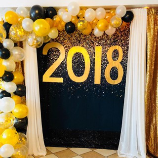 5x7FT Vinyl Party Glitter Black Gold Dots Photo Studio Backdrop Background Props