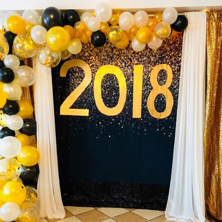 5x7FT Vinyl Party Glitter Black Gold Dots Photo Studio Backdrop Background Props