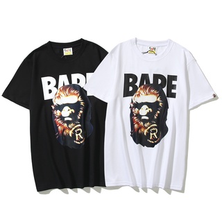 【ผ้าฝ้ายแท้】Bape- เสื้อยืดแขนสั้น พิมพ์ลายดิจิตอล สําหรับผู้ชาย และผู้หญิง