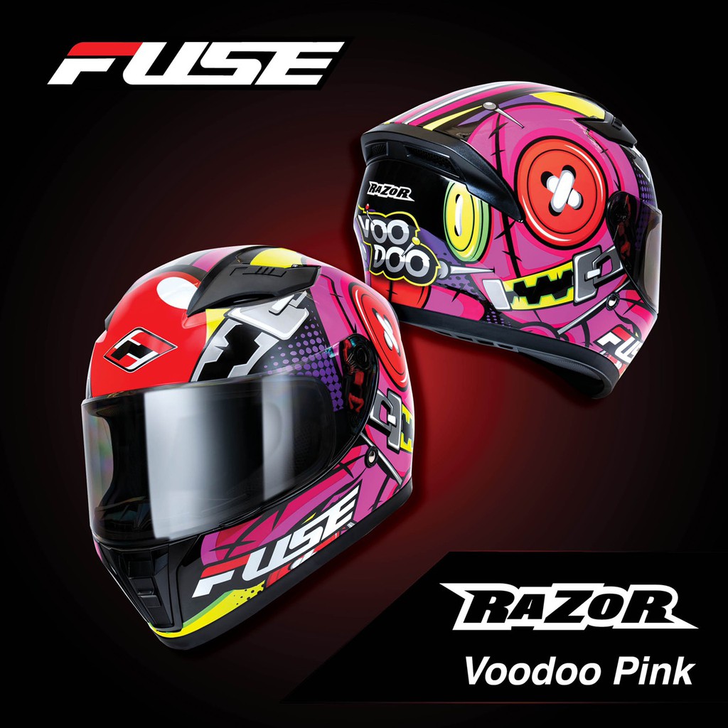 หมวกกันน็อค Fuse รุ่น Razor New2021 ลาย Voodoo Pink แถมโม่งทุกใบ