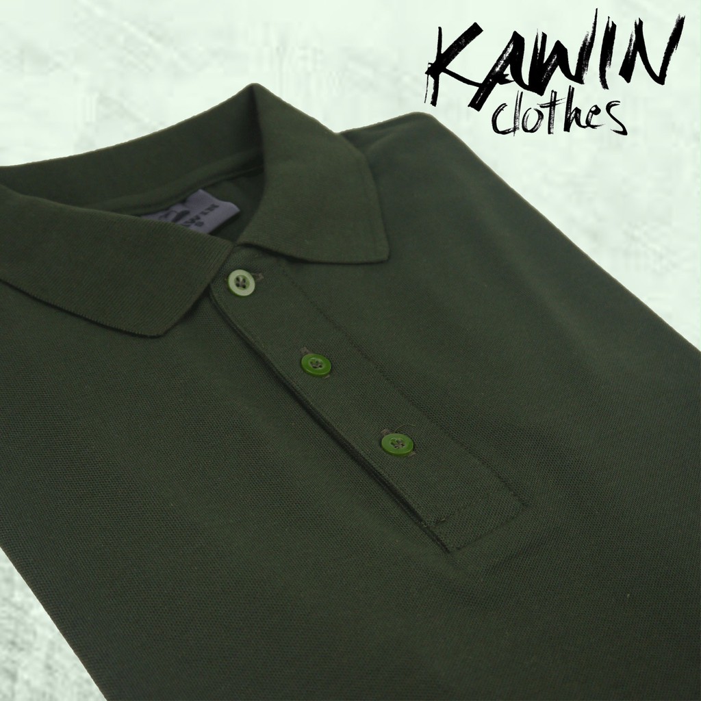 KAWIN เสื้อโปโล ผู้ชาย/ผู้หญิง Olive green สีเขียวขี้ม้า ผ้าเนื้อนุ่มใส่สบายมาก