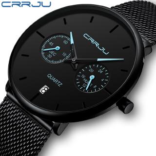CRRJU 2162 ผู้ชายกีฬานาฬิกาควอตซ์ทั้งหมดเหล็กนาฬิกากันน้ำสบาย ๆ [+ กล่องรับประกัน 1 ปี]
