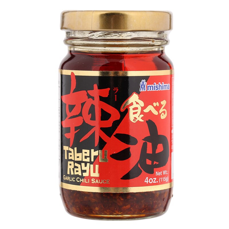 มิชิมาซอสกระเทียมพริกกรอบในน้ำมันถั่วเหลือง 115กรัม Mishima Garlic Crispy Chilli Sauce in Soybean Oil 115g