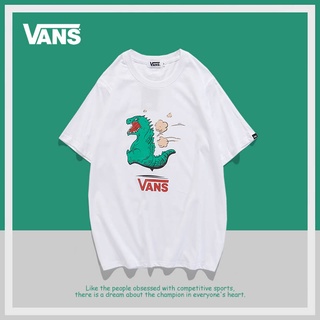 Vans Vance เสื้อยืดลําลอง ผ้าฝ้าย แขนสั้น คอกลม ลายไดโนเสาร์ ทรงหลวม สําหรับผู้ชาย และผู้หญิง แฟชั่น