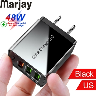 Marjay อะแดปเตอร์ที่ชาร์จ 48 W Quick Charge 3 . 0 Usb Eu Us Pd 2 . 0