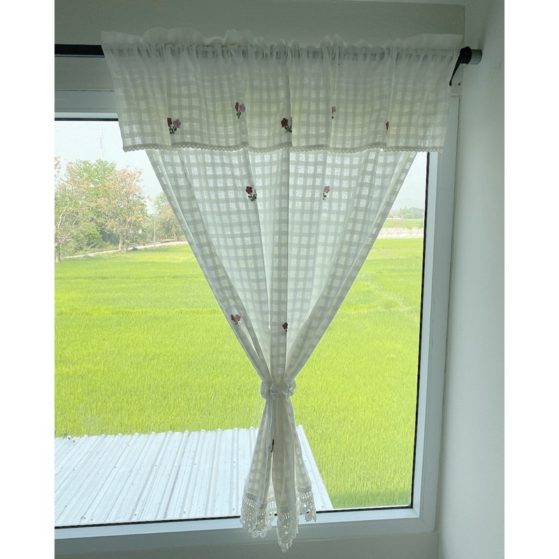 แนะนำ ผ้าม่าน ผ้าม่านผ้าฝ้ายปักมือ สไตล์ล้านนา ขนาดกว้าง110x130cm ราคาพิเศษ มีเก็บเงินปลายทาง