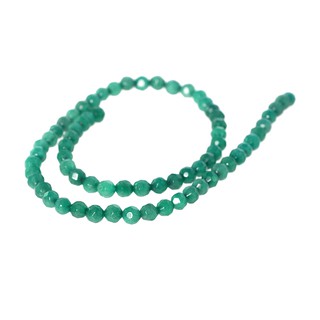 ลูกปัดหินแท้ ลักษณะเม็ดกลมเจี่ยเหลี่ยม (Faceted Round) หินหยก (Jade) 6 mm - (LZ-0291 สีเขียวเข้ม)