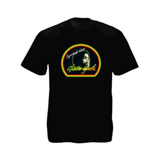 เสื้อยืดราสต้า tee-Shirt Ghetto Youth Rastafari Spiritual Wear Black Tee-Shirt