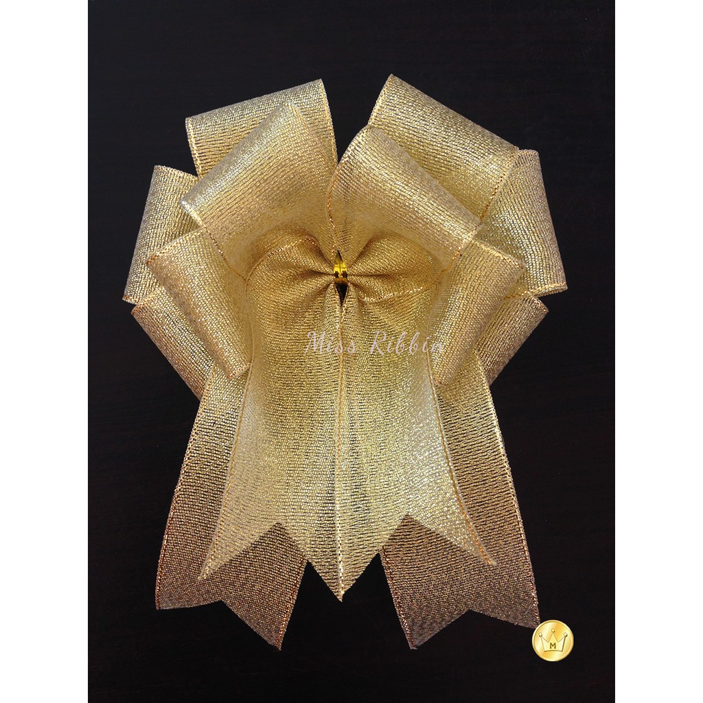 Missribbin[no.2704202](1ชิ้น) โบว์ผ้า ขนาด 7*9" (ริบบิ้นทราย) พร้อมใช้งาน