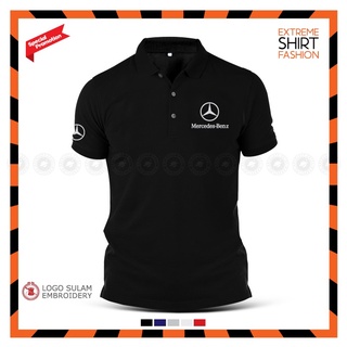 เสื้อยืดโปโลลําลอง รุ่น Sulam Mercedes AMG ปักลายคาร์บอน แฟชั่นสําหรับผู้ชาย