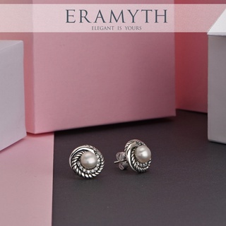 Eramyth Jewelry ต่างหูเงินแท้ ฝังเพชรสวิลCZ ประดับด้วยมุกน้ำจืด คัดเกรด SLE-0055