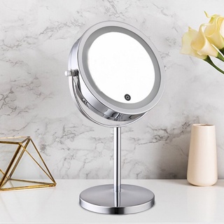Pisces317- กระจกแต่งหน้า ไฟ Led กระจกมีไฟส่องหน้า มีไฟ แบบพกพา ทรงกลม สองด้าน 1X 7X สําหรับบ้าน ห้องน้ำ