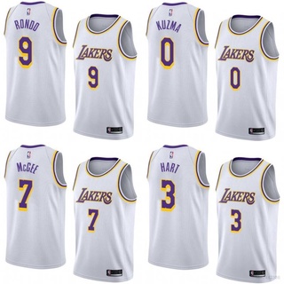 ใหม่ เสื้อกีฬาบาสเก็ตบอล LA Lakers NBA Jersey Rondo Kuzma Hart McGee พลัสไซซ์